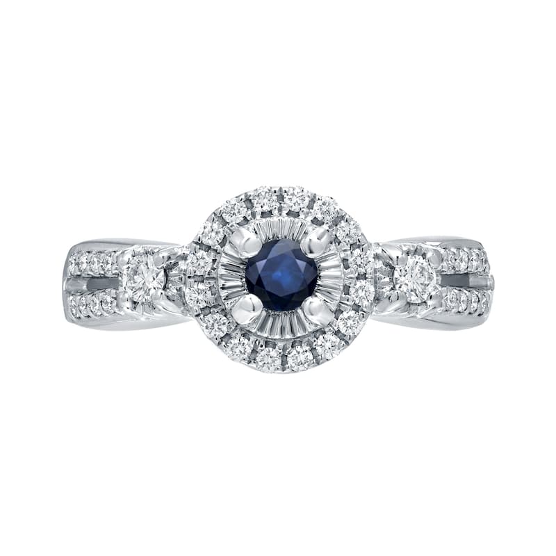 Auriya Illusion Set 1/8ct Blue Sapphire and 1/4ct Diamond Halo Engagement Ring 14k Gold (H-I, I1-I2)