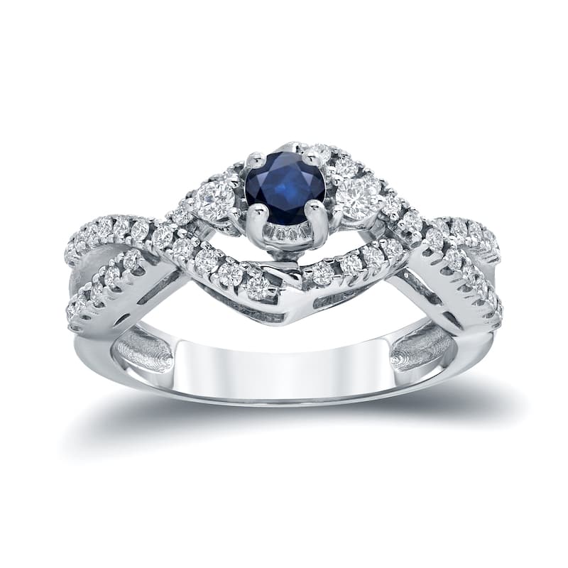Auriya 3-Stone Infinity 1/5ct Blue Sapphire and 1/3ctw Diamond Engagement Ring 14k Gold (H-I, I1-I2)