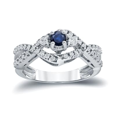 Auriya 3-Stone Infinity 1/5ct Blue Sapphire and 1/3ctw Diamond Engagement Ring 14k Gold (H-I, I1-I2)