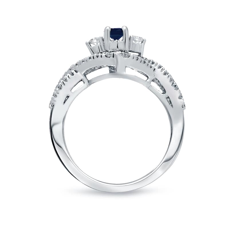 Auriya 3-Stone Infinity 1/5ct Blue Sapphire and 1/3ctw Diamond Engagement Ring 14k Gold (H-I, I1-I2)