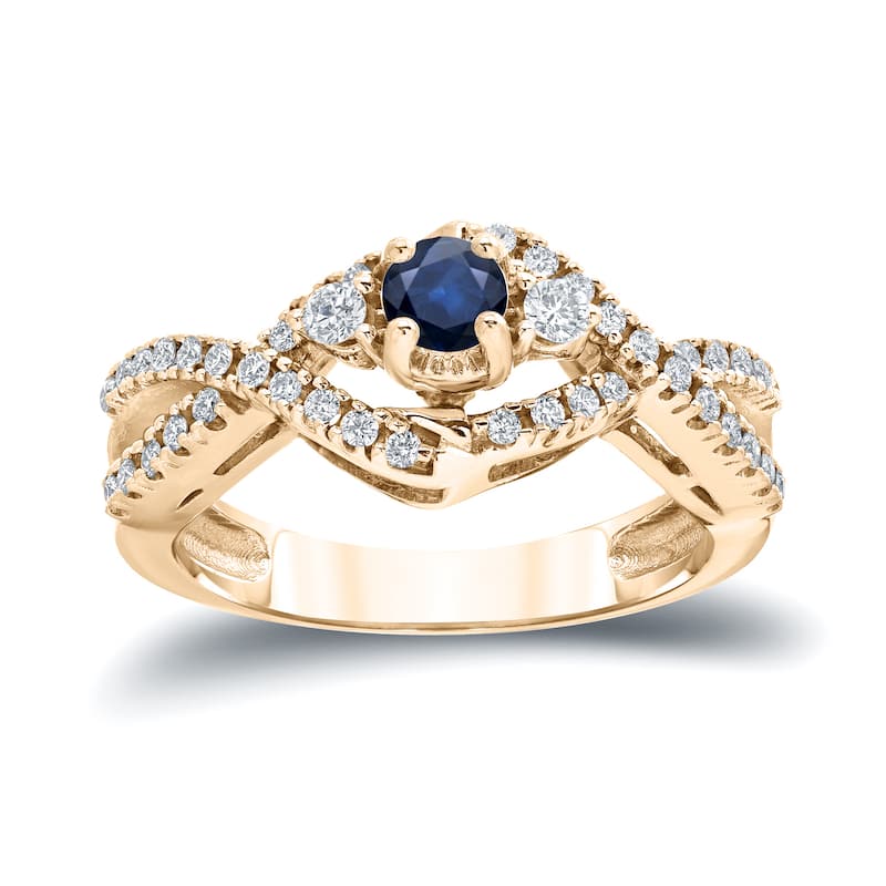 Auriya 3-Stone Infinity 1/5ct Blue Sapphire and 1/3ctw Diamond Engagement Ring 14k Gold (H-I, I1-I2)