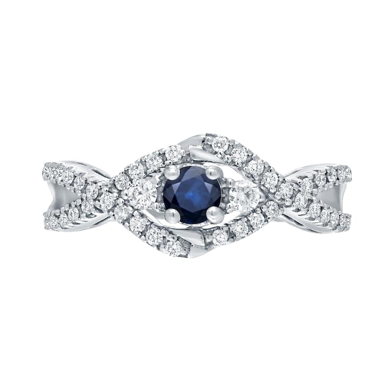 Auriya 3-Stone Infinity 1/5ct Blue Sapphire and 1/3ctw Diamond Engagement Ring 14k Gold (H-I, I1-I2)