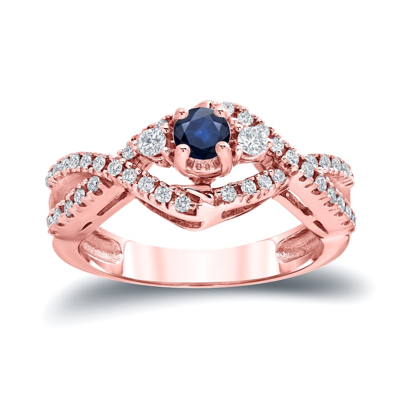 Auriya 3-Stone Infinity 1/5ct Blue Sapphire and 1/3ctw Diamond Engagement Ring 14k Gold (H-I, I1-I2)