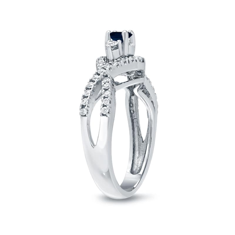 Auriya 3-Stone Infinity 1/5ct Blue Sapphire and 1/3ctw Diamond Engagement Ring 14k Gold (H-I, I1-I2)