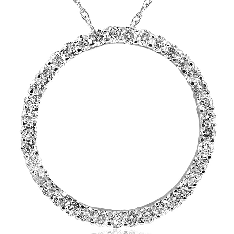 14k White Gold 3 ct TDW Diamond Circle Pendant (I-J,I2-I3)