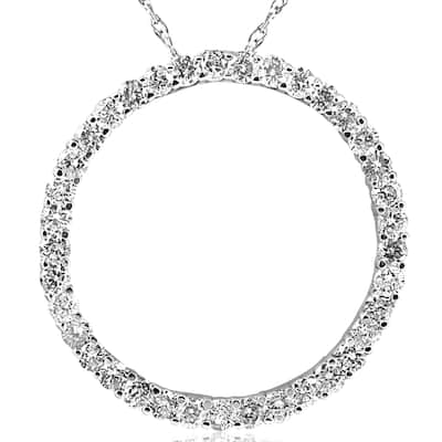 14k White Gold 3 ct TDW Diamond Circle Pendant (I-J,I2-I3)