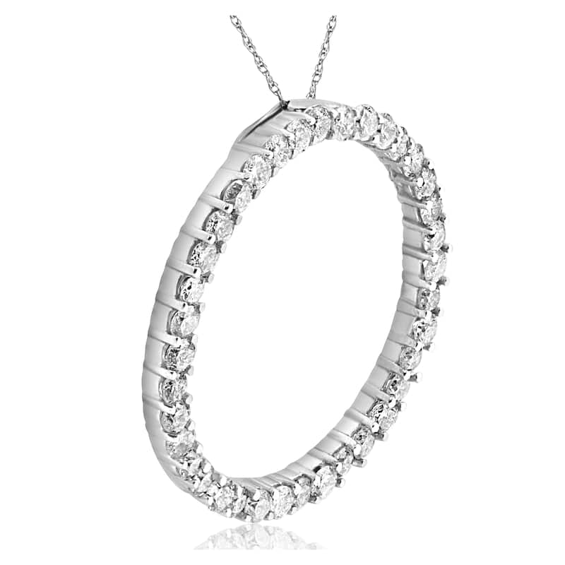 14k White Gold 3 ct TDW Diamond Circle Pendant (I-J,I2-I3)