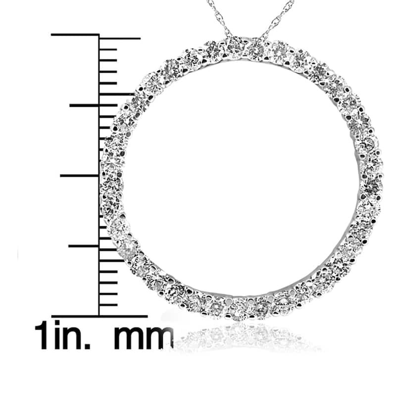 14k White Gold 3 ct TDW Diamond Circle Pendant (I-J,I2-I3)