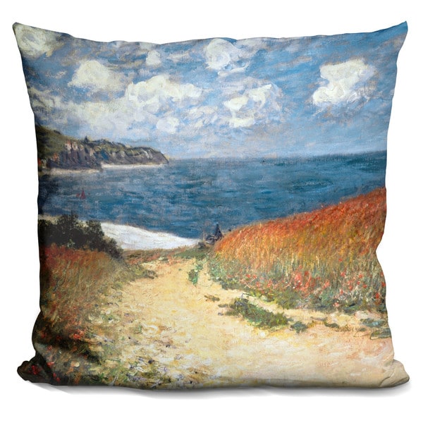 Claude Monet 'Path in the Wheat at Pourville' Square Throw Pillow