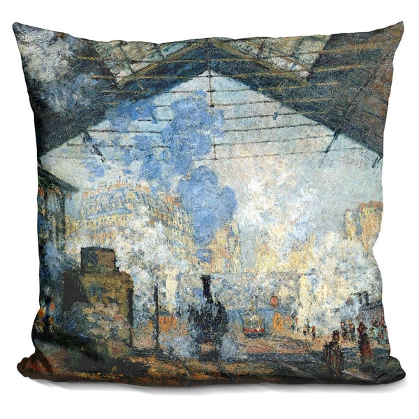 Claude Monet 'La gare Saint-Lazare' Throw Pillow