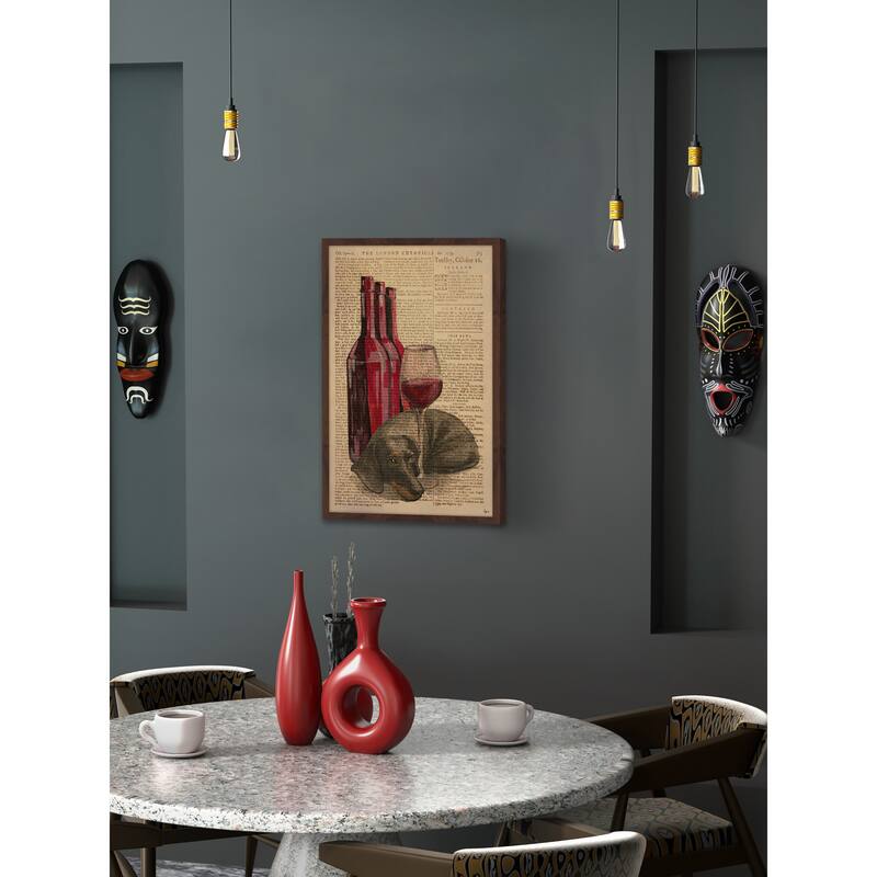 'Weiner Dog Wine II' Framed Painting Print