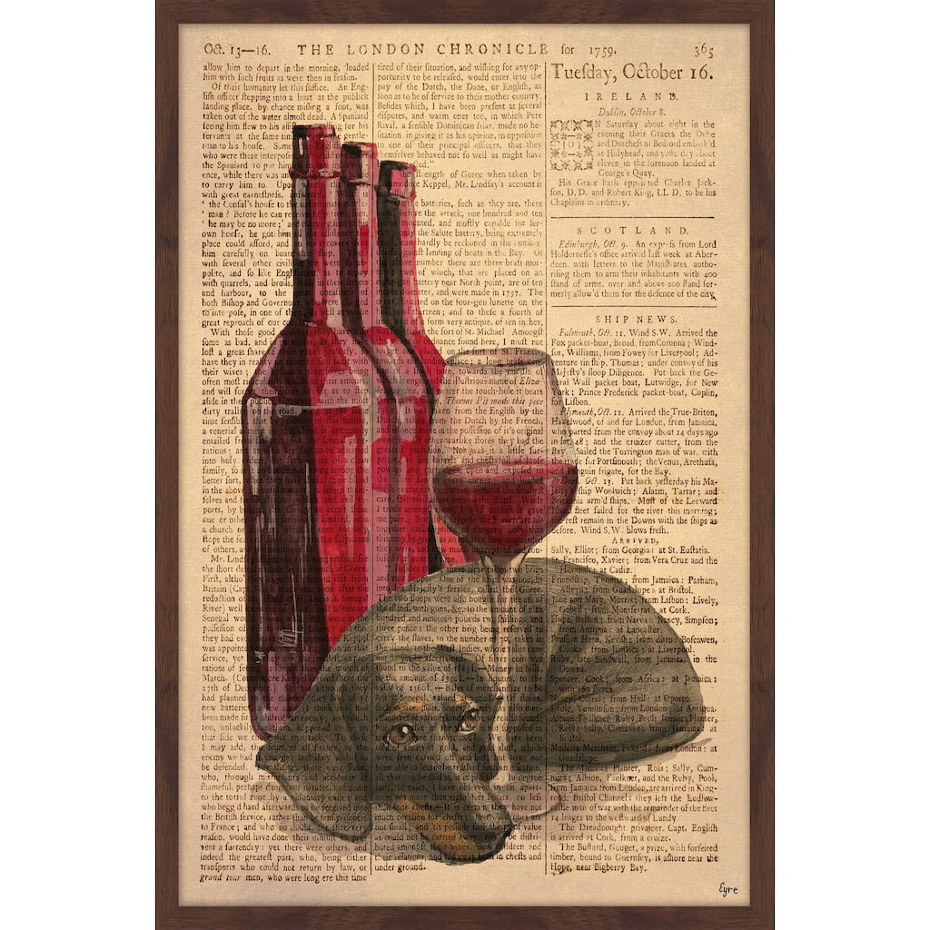 'Weiner Dog Wine II' Framed Painting Print