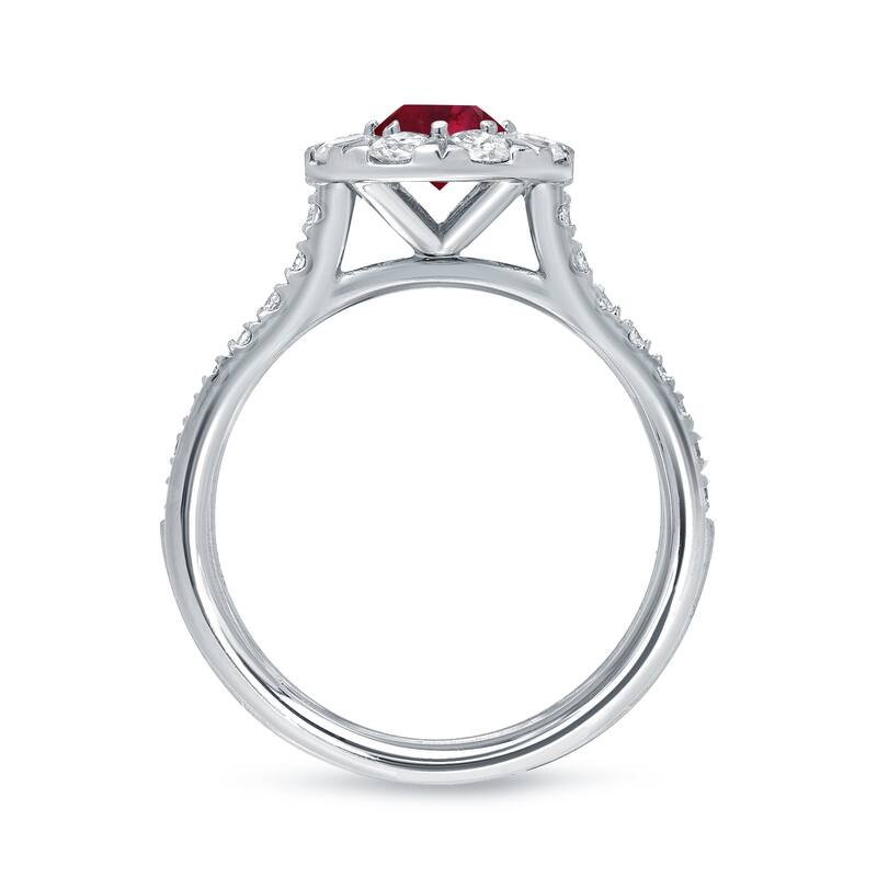 Auriya 1/2ct Red Ruby and 3/5ct TDW Diamond Halo Engagement Ring 14k Gold