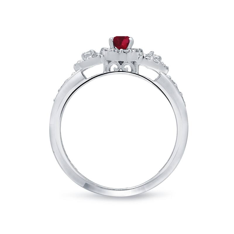 Auriya 1/5ct Red Ruby and 1/10ct TDW Diamond Halo Engagement Ring 14k Gold