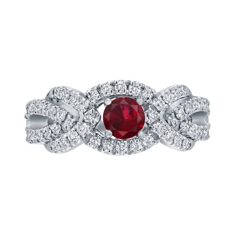 14k Gold 2/5ct Ruby and 3/5ct TDW Diamond Engagement Ring by Auriya
