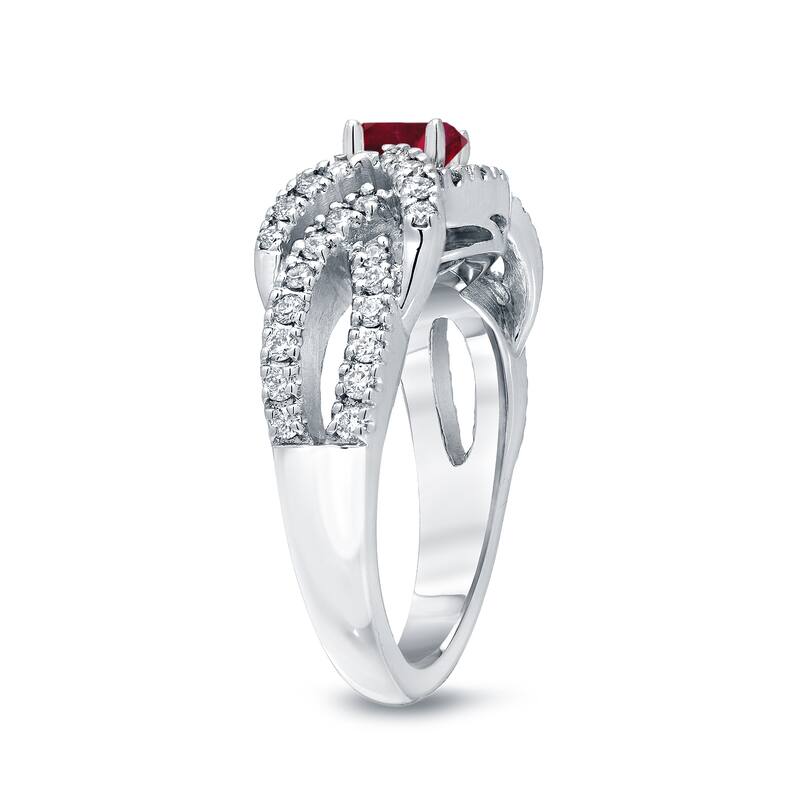 14k Gold 2/5ct Ruby and 3/5ct TDW Diamond Engagement Ring by Auriya