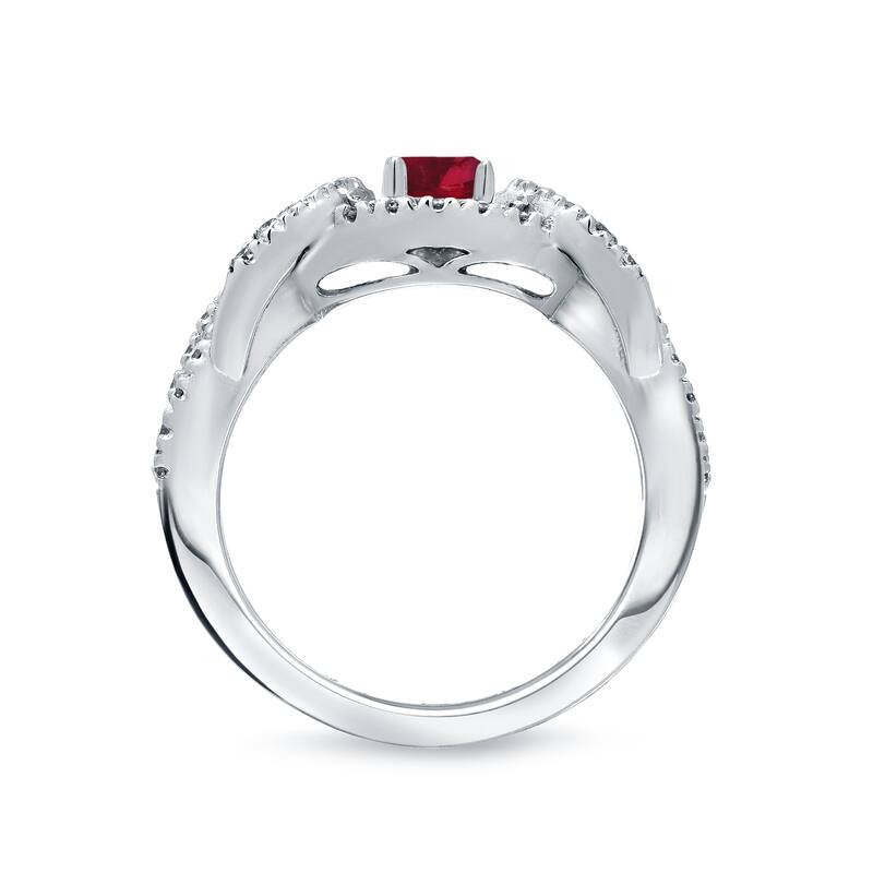 14k Gold 2/5ct Ruby and 3/5ct TDW Diamond Engagement Ring by Auriya