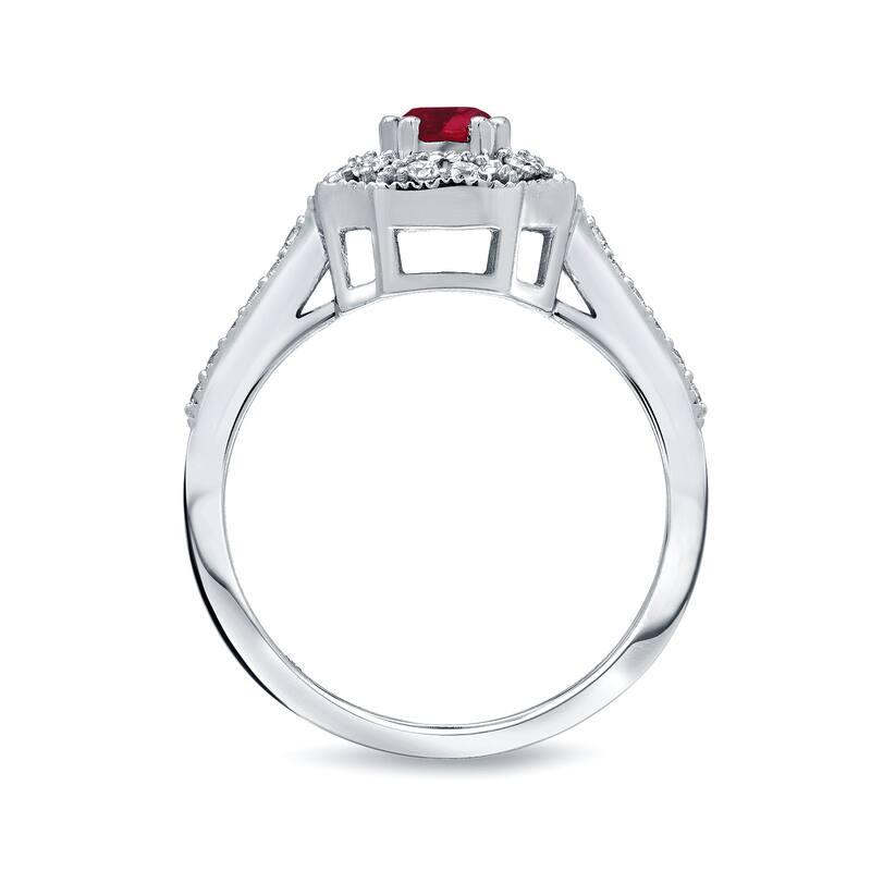 14k Gold 1/2ct Ruby and 1/3ct TDW Diamond Cluster Engagement Ring by Auriya