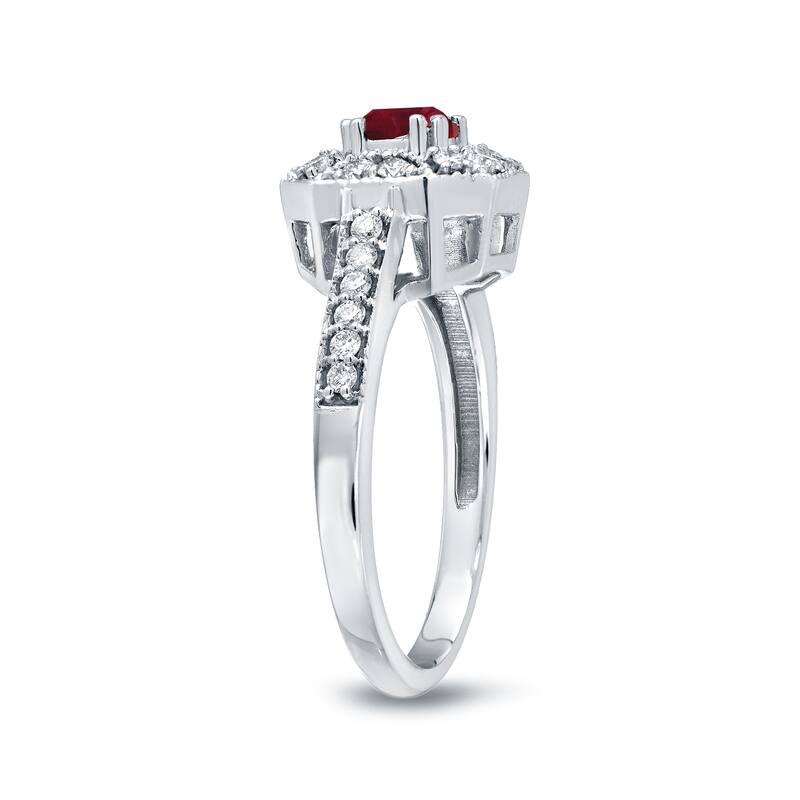 14k Gold 1/2ct Ruby and 1/3ct TDW Diamond Cluster Engagement Ring by Auriya