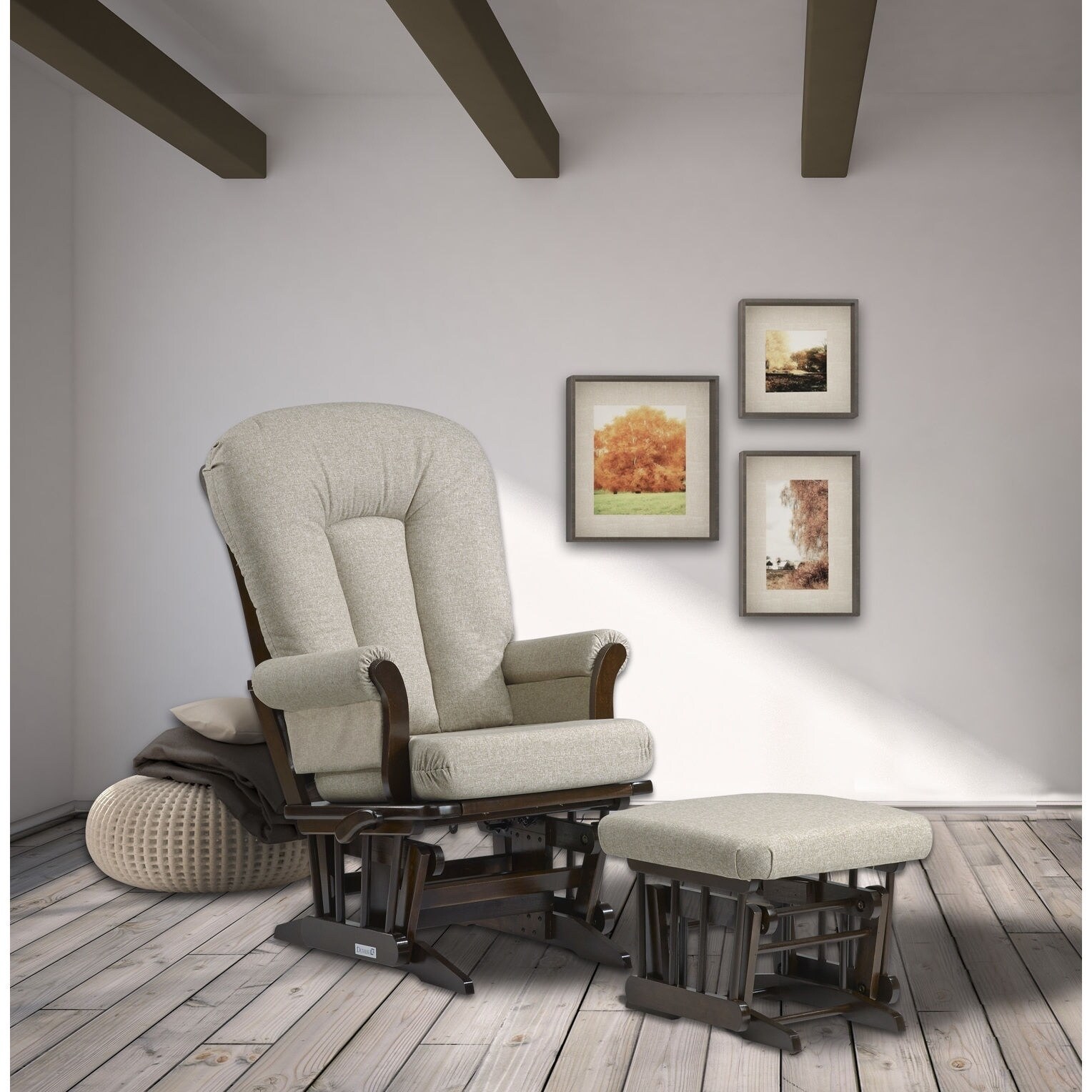 Dutailier Harvest Beige Multiposition Reclining Sleigh Glider and