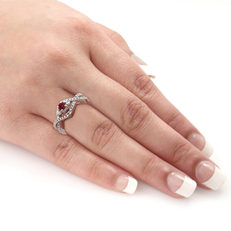 14k Gold 1/5ct Ruby and 1/3ct TDW Diamond Engagement Ring by Auriya