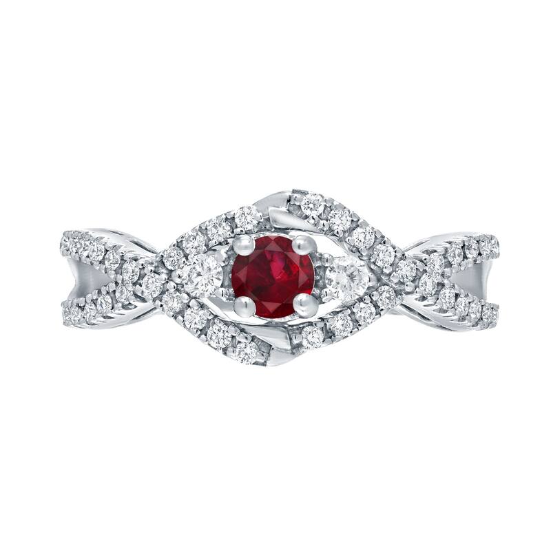 14k Gold 1/5ct Ruby and 1/3ct TDW Diamond Engagement Ring by Auriya