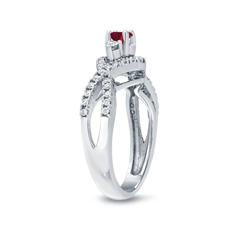 14k Gold 1/5ct Ruby and 1/3ct TDW Diamond Engagement Ring by Auriya