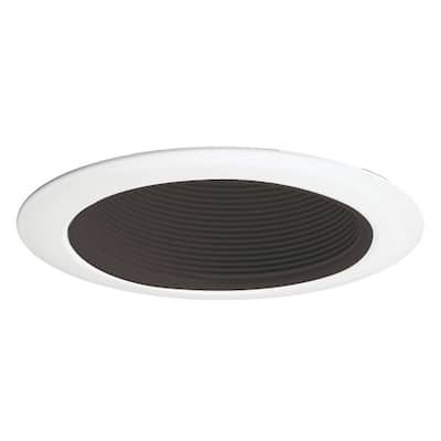 Juno Lighting 14 BWH 4-Inch Recessed Baffle Trim, Black Baffle with White Trim
