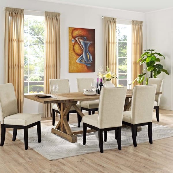 slide 1 of 4, Extendable Wood Dining Table - Brown