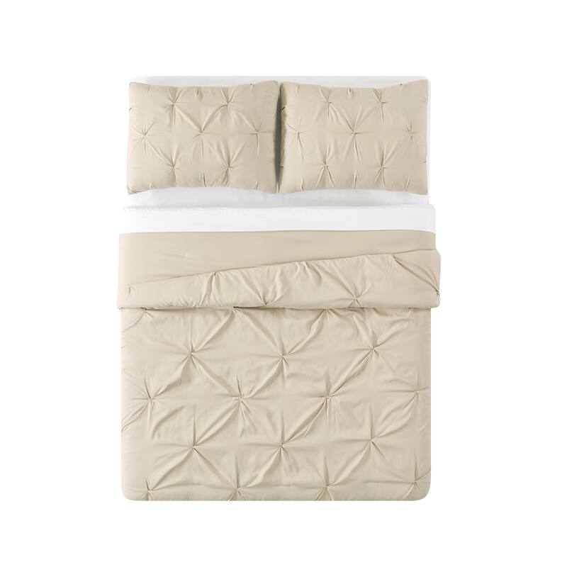 Truly Soft Pinch Pleat Solid 3 Piece Duvet Set
