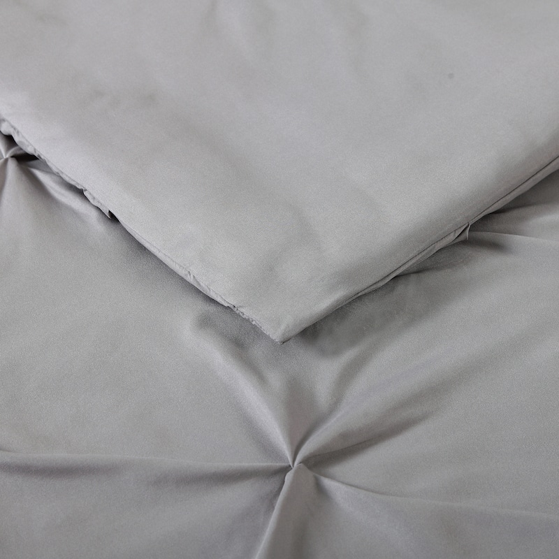 Truly Soft Pinch Pleat Solid 3 Piece Duvet Set - Grey - Queen/Full - Queen/Full