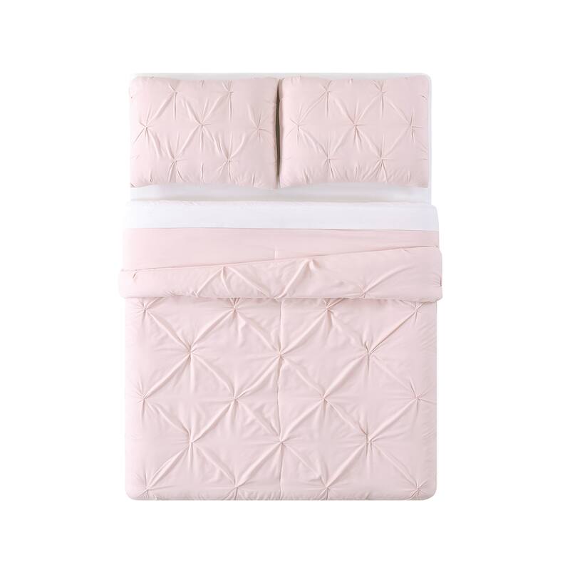 Truly Soft Pinch Pleat Solid 3 Piece Duvet Set