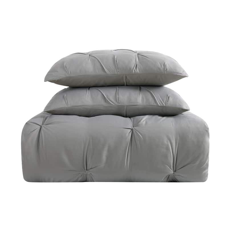 Truly Soft Pinch Pleat Solid 3 Piece Duvet Set