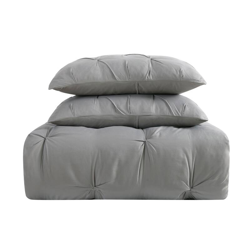 Truly Soft Pinch Pleat Solid 3 Piece Duvet Set
