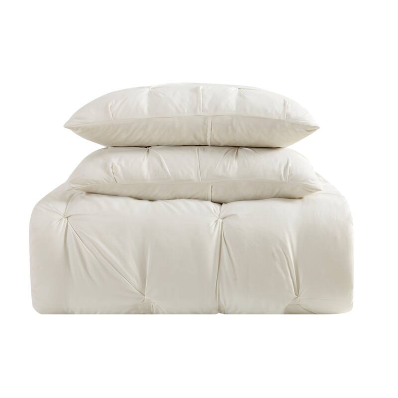 Truly Soft Pinch Pleat Solid 3 Piece Duvet Set