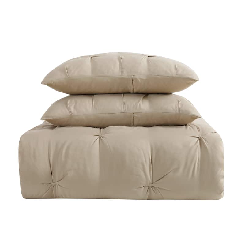 Truly Soft Pinch Pleat Solid 3 Piece Duvet Set