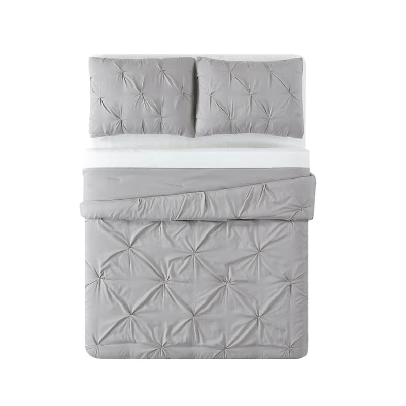 Truly Soft Pinch Pleat Solid 3 Piece Duvet Set