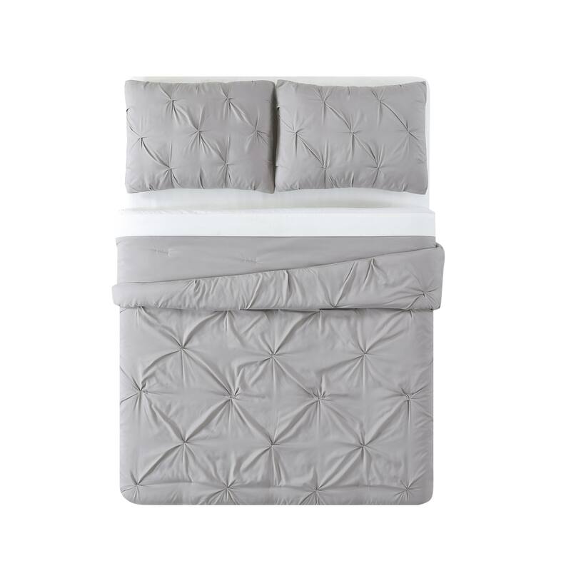 Truly Soft Pinch Pleat Solid 3 Piece Duvet Set