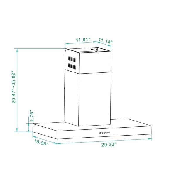 Winflo 30" 301 CFM Stainless Steel Convertible Wall Mount Range Hood