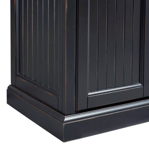 Seaside Kitchen Pantry In Distressed Black Finish On Sale Overstock 16079511