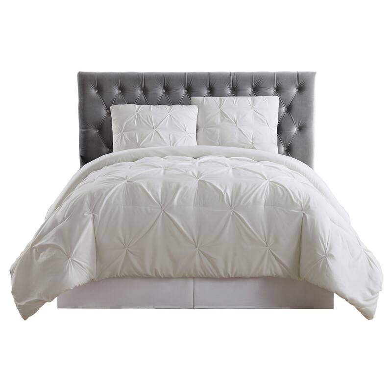 Truly Soft Pinch Pleat Solid 3-piece Microfiber Comforter Set