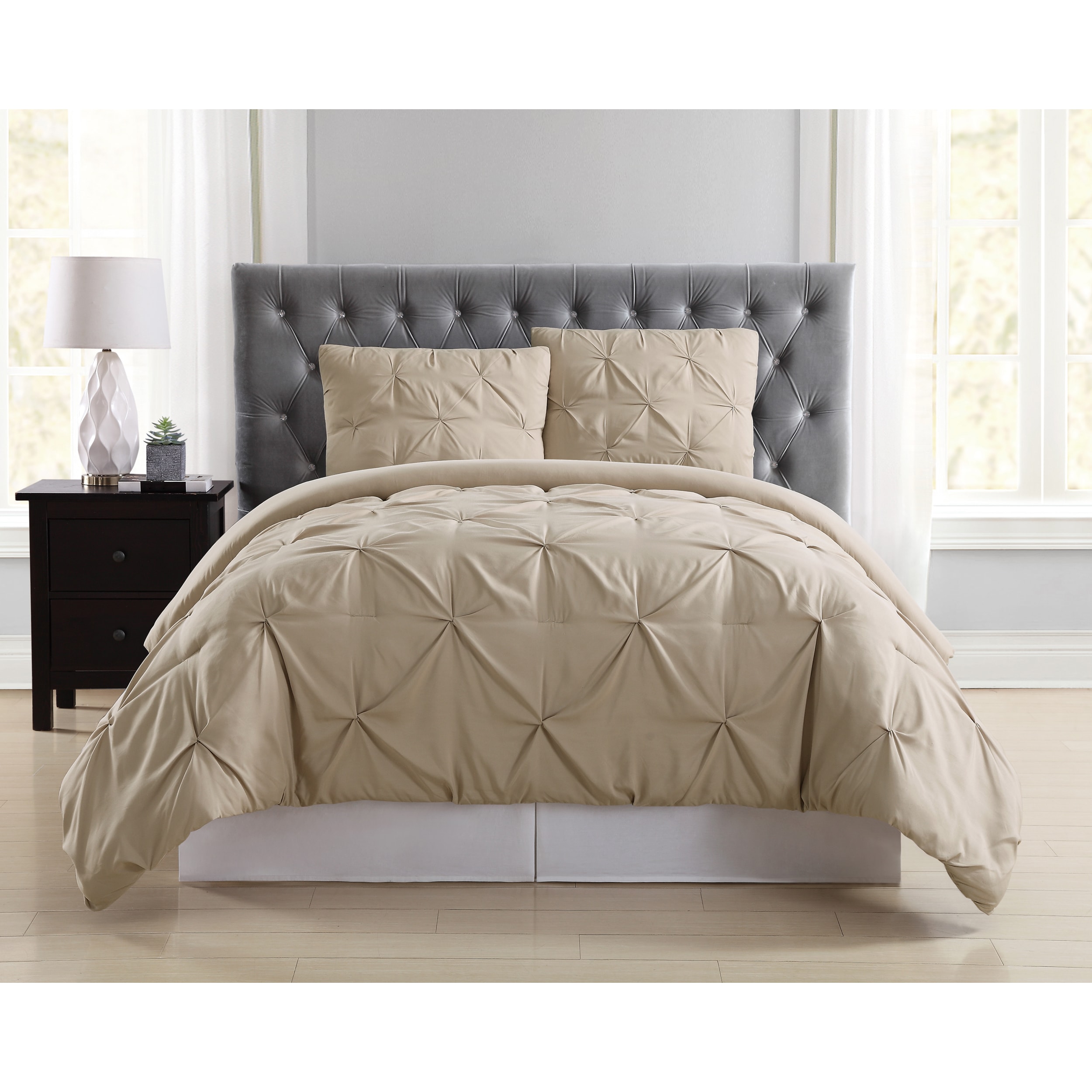 Shop Truly Soft Pinch Pleat Solid 3 Piece Comforter Set