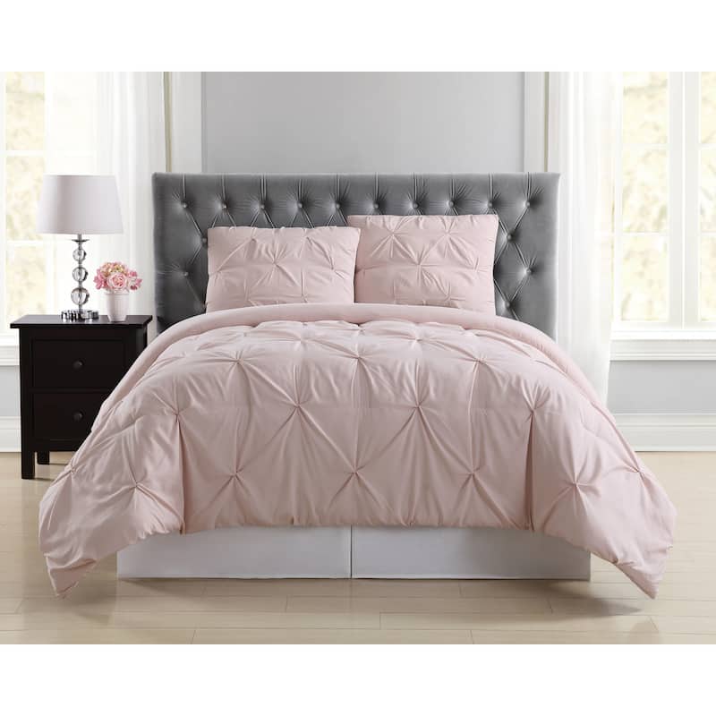 Truly Soft Pinch Pleat Solid 3-piece Microfiber Comforter Set - Pink - Twin/Twin XL - 2 Piece
