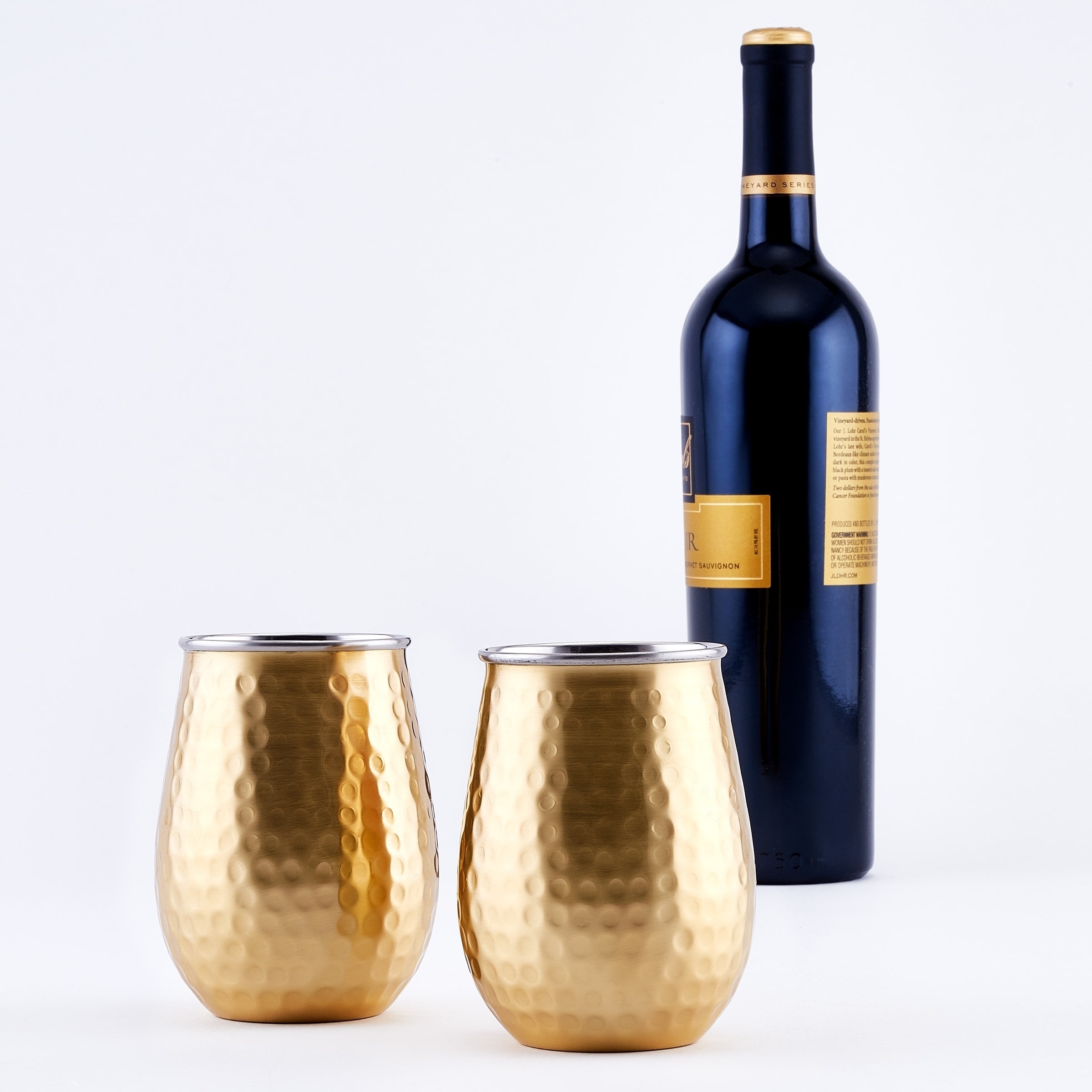 Stainless Steel Stemless Wine Glasses in Gold Set of 2