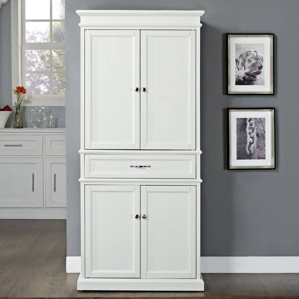 72''H Freestanding Tall Pantry Cabinet Kitchen Storage Cabinet in White w  Drawer