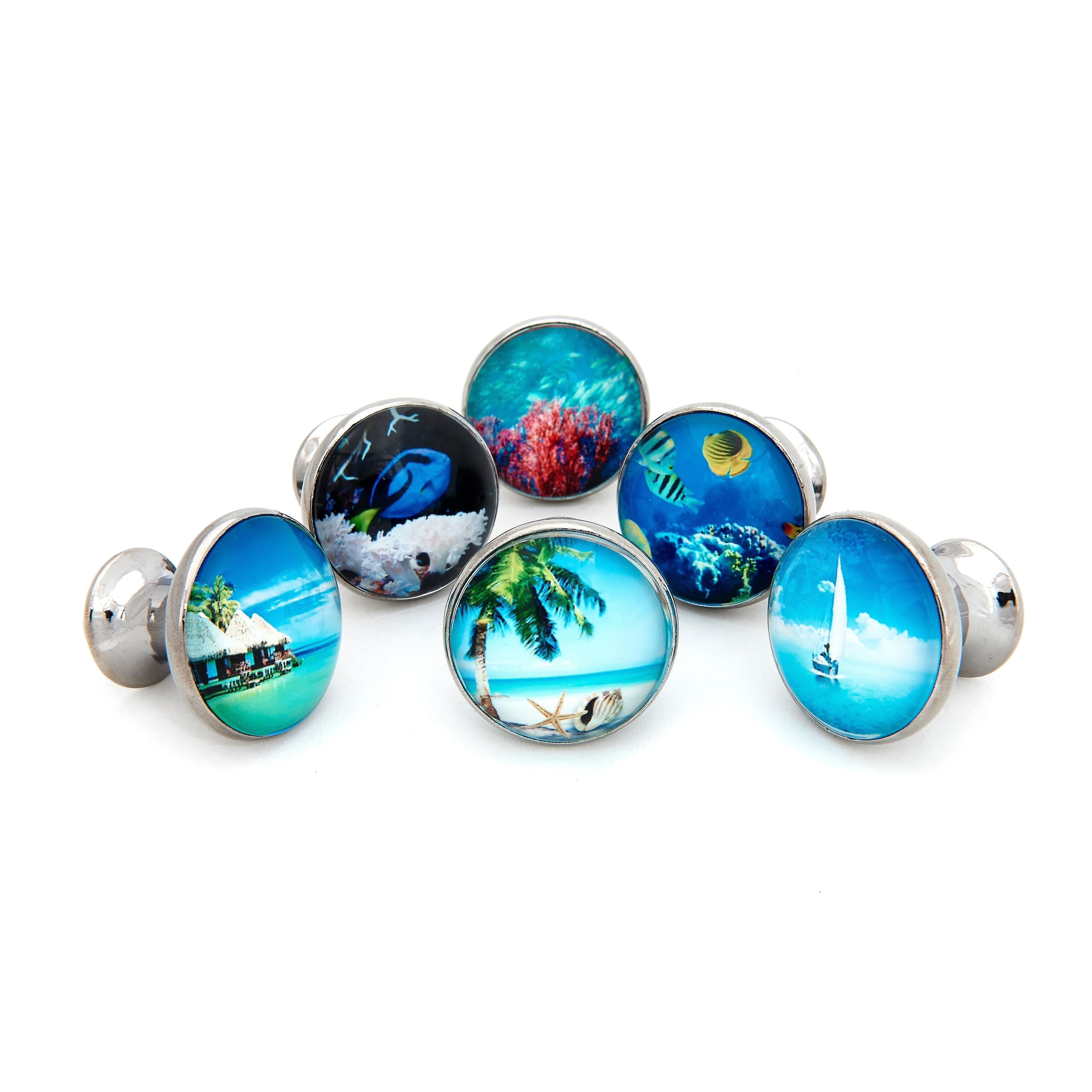 Shop Tropical Ocean Beach Theme Glass Cabinet Knobs Set Of 6
