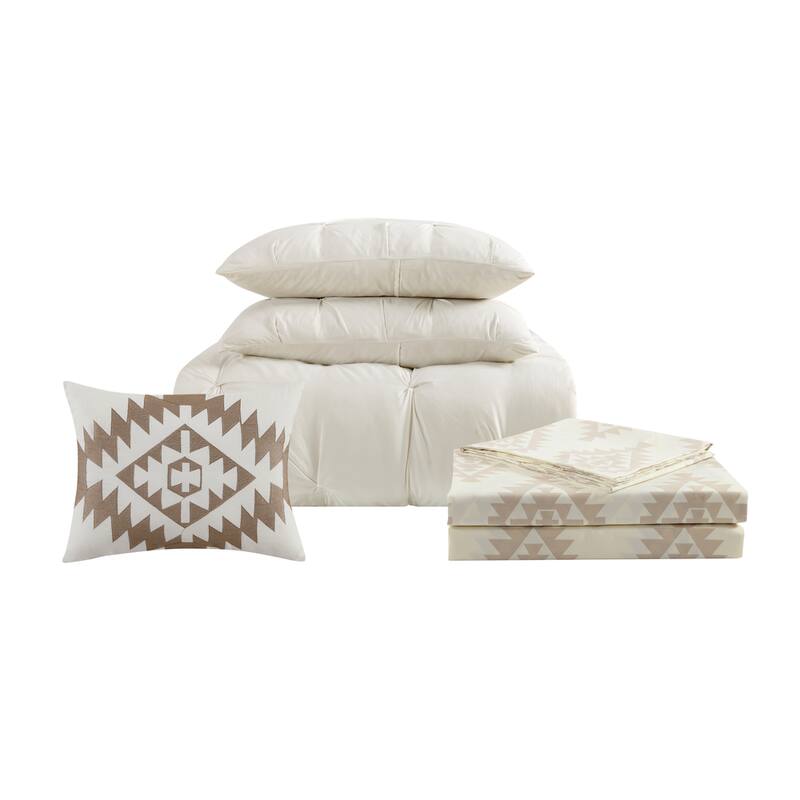Truly Soft Pinch Pleat 8 Piece Bed in a Bag with Kilim Printed Sheets