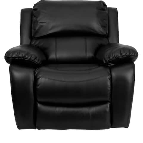Melnik Contemporary Faux Black Leather Upholstered Rocking Recliner