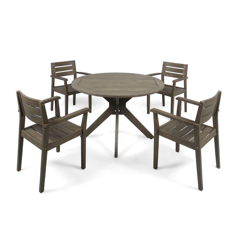 Stamford Outdoor 5-piece Wood Dining Set by Christopher Knight Home - Grey