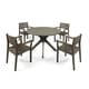 preview thumbnail 16 of 14, Stamford Outdoor 5-piece Wood Dining Set by Christopher Knight Home Grey